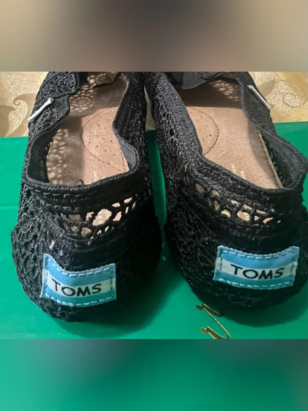 TOMS Women's Black Crochet Alpargata Slip-Ons flats Size 8